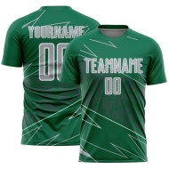 Custom Uniform Jersey Sports Sublimation Soccer Kelly Lines Gray-White Green