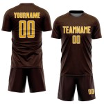Sublimation Jersey Brown Shape Sports Geometric Uniform Gold-White Soccer Custom Sublimation Jersey Brown Shape Sports Geometric Uniform Gold-White Soccer Custom