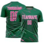 Kelly Sports Pink-White Sublimation Custom Uniform Soccer Lines Jersey Green Kelly Sports Pink-White Sublimation Custom Uniform Soccer Lines Jersey Green
