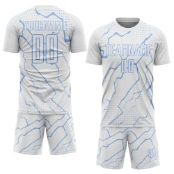 Jersey Soccer Lightning Uniform Custom White Sports Light Blue Sublimation