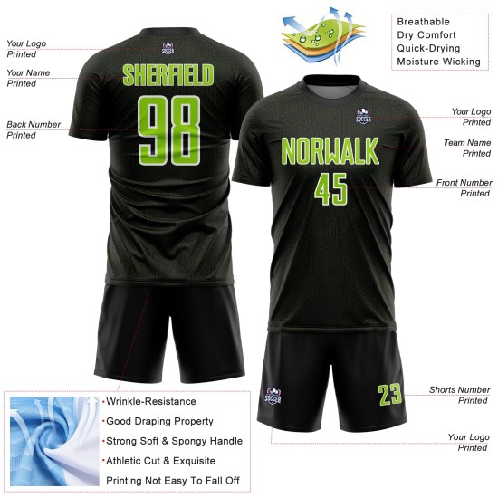 Sports Geometric Jersey Neon Shape Green-White Custom Soccer Uniform Sublimation Black