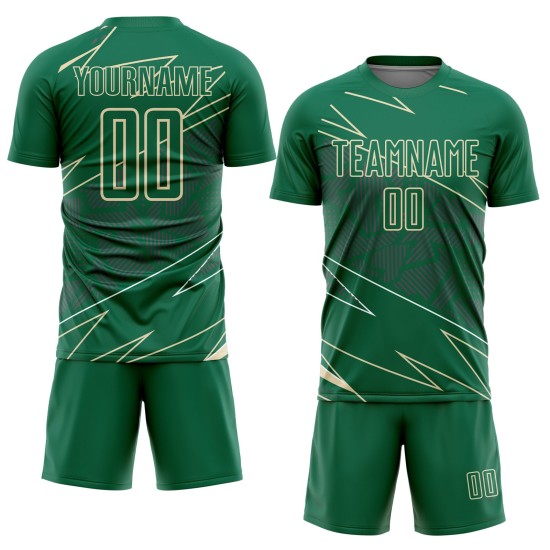 Kelly Soccer Jersey Lines Cream Custom Green Uniform Sports Sublimation Kelly Soccer Jersey Lines Cream Custom Green Uniform Sports Sublimation