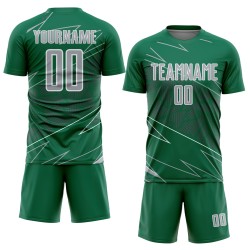 Custom Uniform Jersey Sports Sublimation Soccer Kelly Lines Gray-White Green