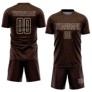 Brown Shape Sports Jersey Cream Sublimation Custom Soccer Geometric Uniform