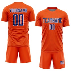 Custom Shape Uniform Sports Geometric Soccer Jersey Sublimation Orange Royal-White