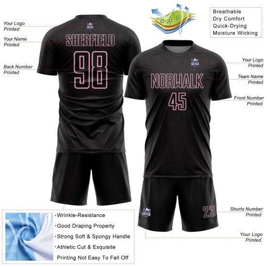 Soccer Sports Light Jersey Sublimation Custom Shape Geometric Pink Black Uniform