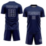 Custom Sports Navy Sublimation Geometric Jersey White Uniform Shape Soccer Custom Sports Navy Sublimation Geometric Jersey White Uniform Shape Soccer
