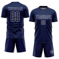 Custom Sports Navy Sublimation Geometric Jersey White Uniform Shape Soccer