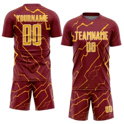 Gold-White Custom Sports Soccer Uniform Crimson Jersey Sublimation Lightning