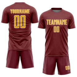 Jersey Custom Burgundy Shape Geometric Uniform Gold-White Sublimation Soccer Sports
