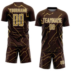 Uniform Sublimation Lightning Jersey Sports Custom Gold-White Soccer Brown Old