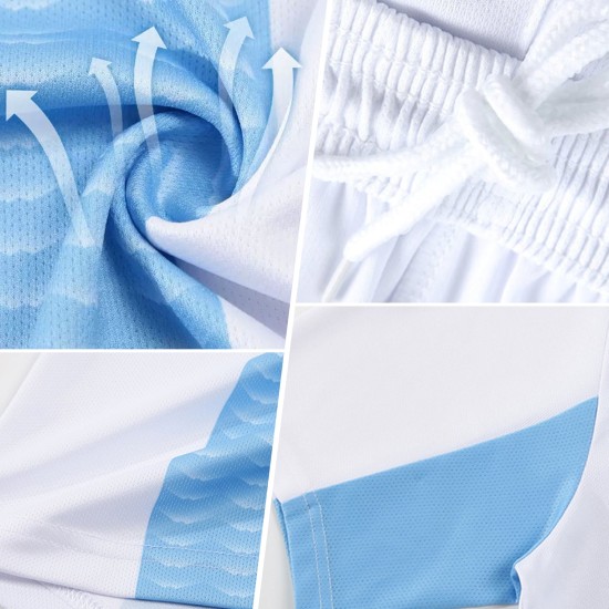 Sports Thunder Soccer Sublimation Shape Blue Geometric Jersey Uniform Gold-White Old Custom