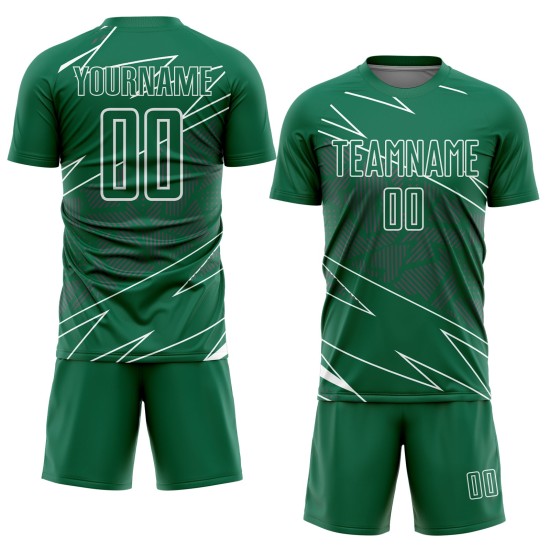 Green Sublimation Uniform White Jersey Sports Custom Lines Kelly Soccer Green Sublimation Uniform White Jersey Sports Custom Lines Kelly Soccer