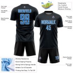 Blue-White Sublimation Powder Soccer Custom Sports Black Shape Geometric Uniform Jersey Blue-White Sublimation Powder Soccer Custom Sports Black Shape Geometric Uniform Jersey