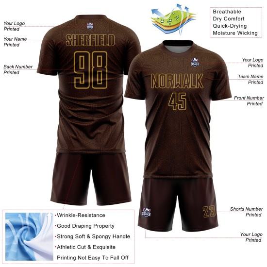 Geometric Jersey Old Custom Sports Gold Uniform Soccer Brown Shape Sublimation