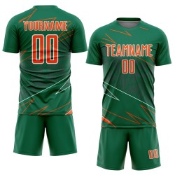 Lines Sublimation Jersey Custom Sports Orange-White Green Soccer Uniform Kelly