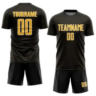 Geometric Custom Uniform Sublimation Soccer Jersey Shape Gold-White Black Sports