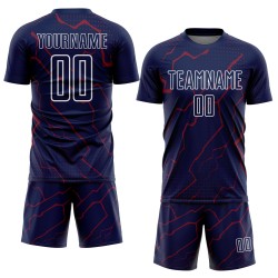 Sports Crimson-White Lightning Navy Uniform Sublimation Soccer Custom Jersey