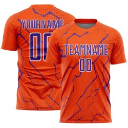 Sports Custom Sublimation Soccer Uniform Lightning Jersey Orange Purple-White