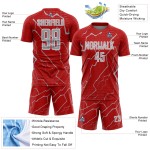 Lightning Soccer Sports Jersey Sublimation Gray-White Custom Red Uniform Lightning Soccer Sports Jersey Sublimation Gray-White Custom Red Uniform