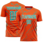 Aqua-White Jersey Sports Lightning Uniform Orange Soccer Custom Sublimation