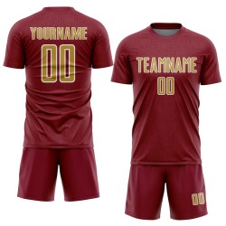 Jersey Custom Uniform Crimson Gold-White Soccer Sublimation Old Sports Geometric Shape