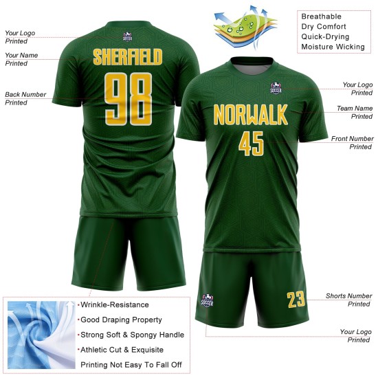 Jersey Sublimation Shape Uniform Custom Green Geometric Soccer Yellow-White Sports